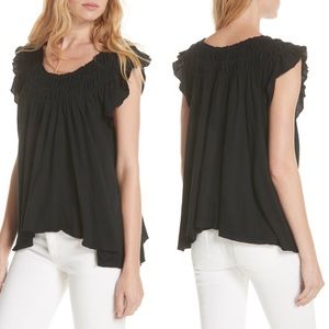 WE THE FREE BY FREE PEOPLE BLACK RUFFLE TOP